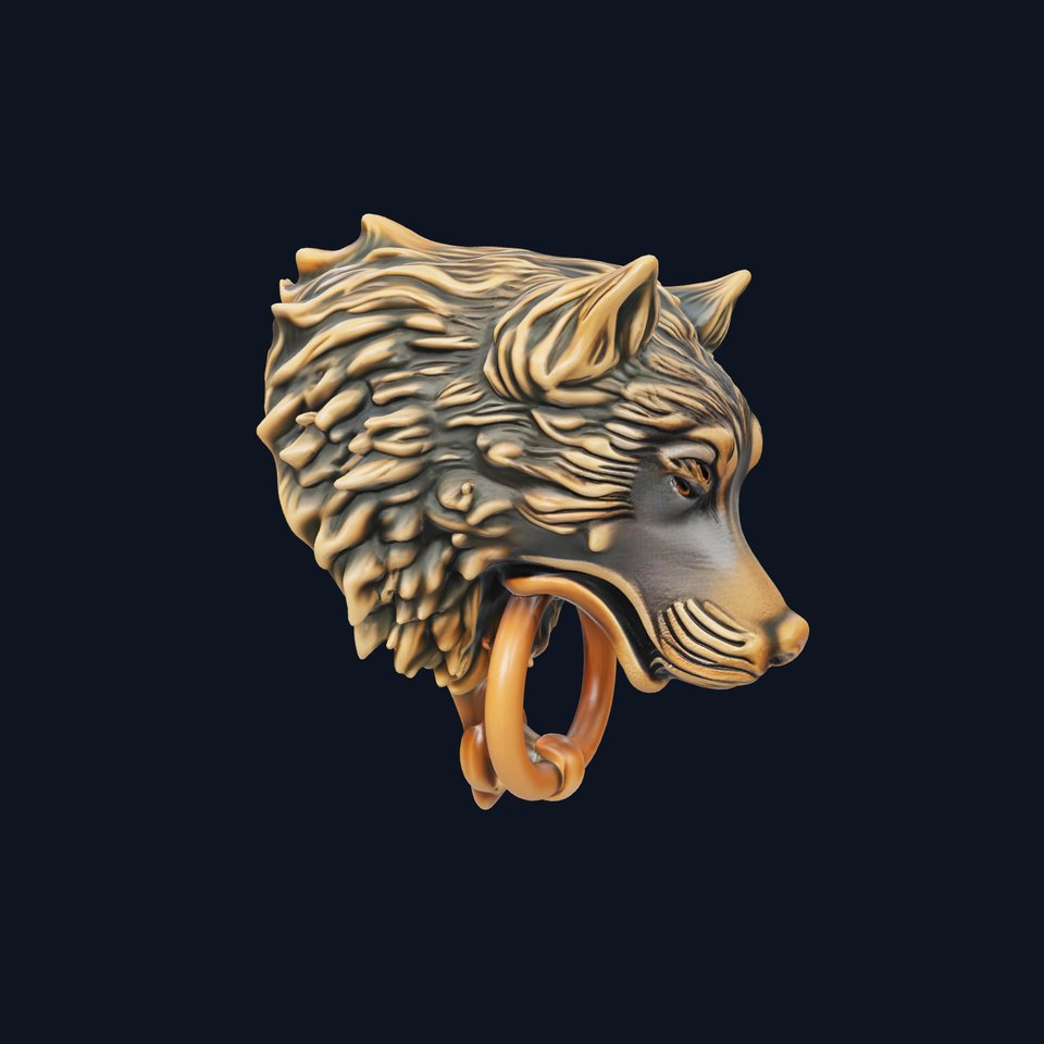 Wolf Head Door Knocker Bronze Sculpture model pack